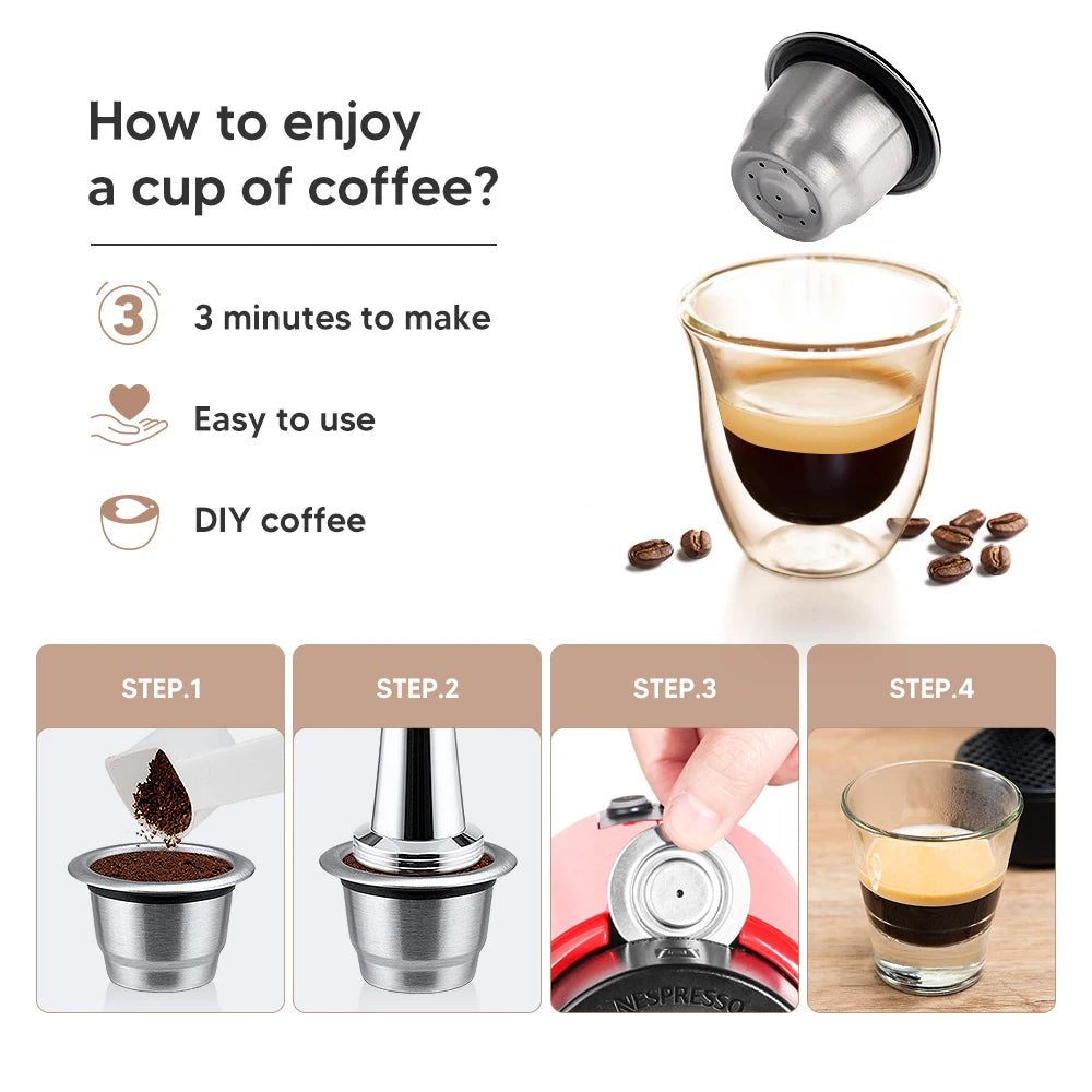 Reusable Nespresso Coffee Capsules Stainless Steel