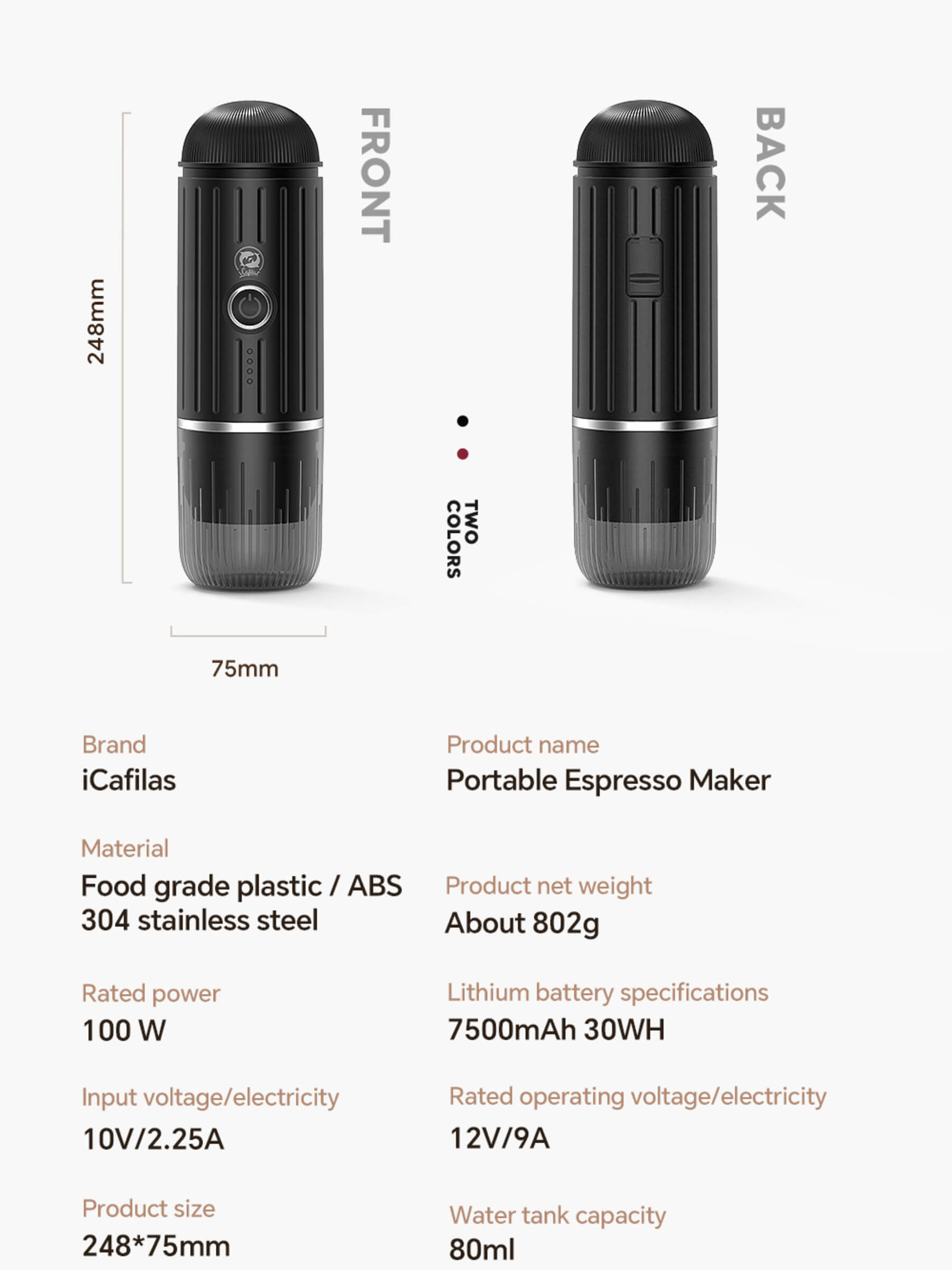 portable coffee maker front n back